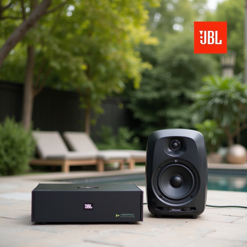 ลำโพง JBL กลางแจ้งพร้อมแอมพลิฟายเออร์